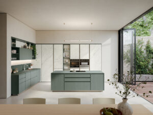 cuisine sakura aux facades vert prodond veneta cucine
